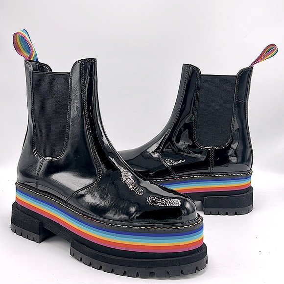 Kurt Geiger Shoes - Kurt Geiger women's Birdie Rainbow Platform Chelsea Boots size 7.5 38.5 euro